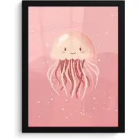 PosterMonkey Poster in lijst - Fotolijst 30x40 cm - Posters - Kwal - Zeedieren - Roze - Onderwater - Posterlijst zwart - Kamer decoratie - Wanddecoratie kinderkamer - Muurdecoratie babykamer