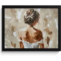 PosterMonkey Poster in lijst - Fotolijst 40x30 cm - Posters - Vrouw - Verf - Abstract - Beige - Modern - Posterlijst zwart - Decoratie - Wanddecoratie woonkamer - Muurdecoratie slaapkamer
