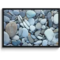 PosterMonkey Poster in lijst - Fotolijst 90x60 cm - Posters - Zen stenen - Natuur - Strand - Posterlijst zwart - Wanddecoratie badkamer - Muurdecoratie WC - Decoratieve accessoires - Toilet muur decoratie