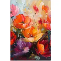 PosterMonkey Poster 80x120 cm - Bloemen - Kleurrijk - Verf - Abstract - Kunst - Posters - Kamer decoratie - Wanddecoratie woonkamer - Muurdecoratie slaapkamer