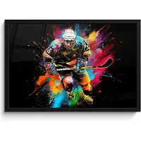 PosterMonkey Poster in lijst - Fotolijst 60x40 cm - Posters - Graffiti - Sport - IJshockey - Hockey - Posterlijst zwart - Wanddecoratie tienerkamer - Kamer decoratie voor tieners - Tiener jeugdkamer accessoires