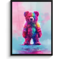 PosterMonkey Poster in lijst - Fotolijst 60x80 cm - Posters - Beer - Kleurrijk - Dier - Posterlijst zwart - Wanddecoratie tienerkamer - Kamer decoratie voor tieners - Tiener jeugdkamer accessoires