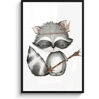 PosterMonkey Poster in lijst - Fotolijst 80x120 cm - Posters - Wasbeer - Dier - Bosdieren - Posterlijst zwart - Kamer decoratie - Wanddecoratie kinderkamer - Muurdecoratie babykamer