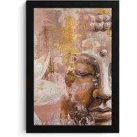 PosterMonkey Poster in lijst - Fotolijst 20x30 cm - Posters - Buddha - Bloem - Goud - Roze - Abstract - Posterlijst zwart - Decoratie - Wanddecoratie woonkamer - Muurdecoratie slaapkamer