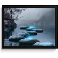 PosterMonkey Poster in lijst - Fotolijst 40x30 cm - Posters - Stenen - Water - Bomen - Natuur - Posterlijst zwart - Wanddecoratie badkamer - Muurdecoratie WC - Decoratieve accessoires - Toilet muur decoratie