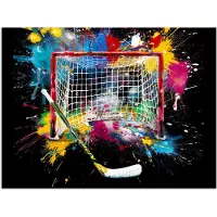 PosterMonkey Poster 40x30 cm - Graffiti - Sport - IJshockey - Hockey goal - Posters - Wanddecoratie tienerkamer - Kamer decoratie voor tieners - Tiener jeugdkamer accessoires