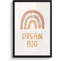 PosterMonkey Poster in lijst - Fotolijst 40x60 cm - Posters - Regenboog - Quote - Dream Big - Pastel kleuren - Posterlijst zwart - Kamer decoratie - Wanddecoratie kinderkamer - Muurdecoratie babykamer
