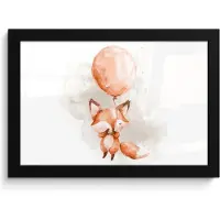PosterMonkey Poster in lijst - Fotolijst 30x20 cm - Posters - Vos - Pastel kleuren - Dier - Posterlijst zwart - Kamer decoratie - Wanddecoratie kinderkamer - Muurdecoratie babykamer