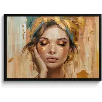 PosterMonkey Poster in lijst - Fotolijst 90x60 cm - Posters - Vrouwen - Portret - Luxe - Goud - Posterlijst zwart - Decoratie - Wanddecoratie woonkamer - Muurdecoratie slaapkamer