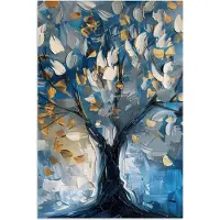 PosterMonkey Poster 60x90 cm - Boom - Blauw - Goud - Abstract - Posters - Kamer decoratie - Wanddecoratie woonkamer - Muurdecoratie slaapkamer