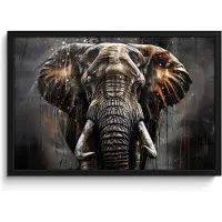 PosterMonkey Poster in lijst - Fotolijst 60x40 cm - Posters - Olifant - Watercolor - Wilde dieren - Luxe - Posterlijst zwart - Decoratie - Wanddecoratie woonkamer - Muurdecoratie slaapkamer