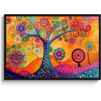 PosterMonkey Poster in lijst - Fotolijst 120x80 cm - Posters - Boom - Levensboom - Abstract - Kleurrijk - Posterlijst zwart - Decoratie - Wanddecoratie woonkamer - Muurdecoratie slaapkamer