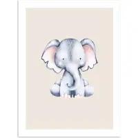PosterMonkey Poster 60x80 cm - Olifant - Baby - Beige - Kinderkamer dieren - Babykamer accessoires - Posters - Kamer decoratie accessoires - Wanddecoratie kinderkamer - Muurdecoratie babykamer