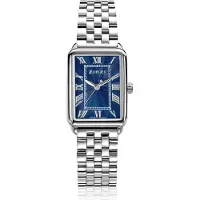 Zinzi Elegance horloge blauwe wijzerplaat en rechthoekige kast stalen schakelband 28mm extra dun ZIW1955