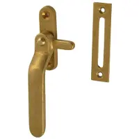 Hardbrass Raamboompje links met haak en sluitplaat - messing getrommeld