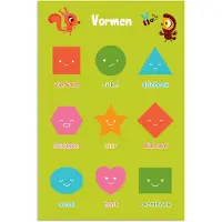 PosterMonkey Poster 20x30 cm - Vormen - Educatief - Leren voor kinderen - Groen - Posters - Kamer decoratie accessoires - Wanddecoratie kinderkamer - Muurdecoratie babykamer