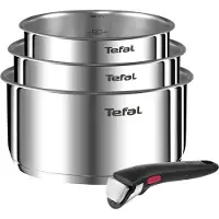Tefal INGENIO EMOTION Set van 3 steelpannen 16/18/20 cm+1 steel - Roestvrij staal - Alle branders inclusief inductie L896S404
