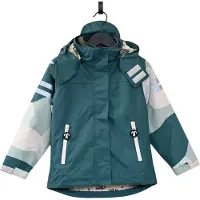 Ducksday - Regenjas Kinderen - Uitneembare Fleece jas - Waterdicht - Ademend - 3 in 1 - Winterjas Unisex - Donkergroen - Maat 134/140
