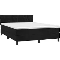 vidaXL Boxspring met matras fluweel zwart 140x190 cm