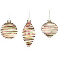 Goodwill Kerstbal Glas Rood-Groen D 8 cm Voordeelass. Per 3 Stuks