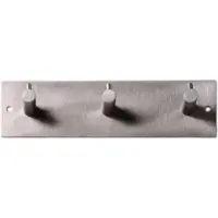 Siro Kapstok - 3 ophang haken - RVS - zilver - 19 x 5 cm - wandkapstok - voor hal of badkamer