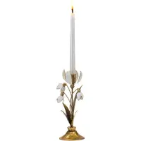 Goodwill Kaarsenhouder Sneeuwvlokjes Goud-Crème H 25 cm