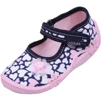 Sarcia.eu ADA DRUK - Marineblauwe en roze schoenen, slofjes, pantoffels met hartjes, klittenband