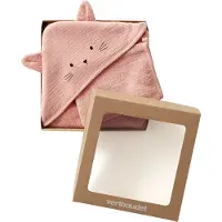 Vertbaudet Badcape + handschoen van biologisch katoenen gaas*, Oeko-Tex. roze