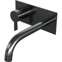 Brauer Gunmetal Edition inbouw wastafelmengkraan met gebogen uitloop en afdekplaat model E2 gunmetal geborsteld PVD
