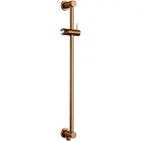 Brauer Copper Carving thermostatische inbouw regendouche SET 13 met 20 cm douchekop en rechte muurarm en staaf handdouche en doucheslang en geïntegreerde glijstang koper geborsteld PVD