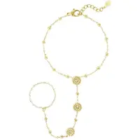 Yehwang Handchain - Armband ring sieraad - Stainless steel nikkelvrij goud waterproof dames - bloemen sieraad