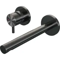 Brauer Gunmetal Edition ColdStart wastafelkraan inbouw rechte uitloop en rozetten model B2 gunmetal geborsteld PVD