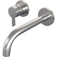 Brauer Brushed Edition ColdStart wastafelkraan inbouw gebogen uitloop en rozetten model E2 RVS geborsteld PVD