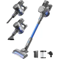 Auronic Steelstofzuiger - Zelfstaande Draadloze Steelstofzuiger - Zonder Zak - 220W - Vacuum Cleaner - Grijs/Blauw