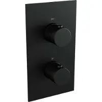 Brauer Black Carving thermostatische inbouw regendouche 3-weg omstelling SET 37 met 20 cm douchekop en rechte muurarm en staaf handdouche en doucheslang en geïntegreerde glijstang mat zwart