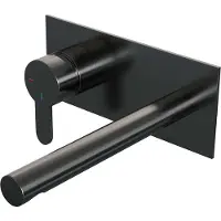 Brauer Edition Inbouw Wastafelkraan - Rechte Uitloop - Achterplaat - Hendel 4 Links - Geborsteld Gunmetal PVD - Messing - Kranen, Wastafelkranen,