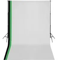 vidaXL Fotostudioset met 3 katoenen achtergronden en frame 3x5 m
