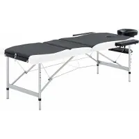 vidaXL Massagetafel inklapbaar 3 zones aluminium zwart en wit