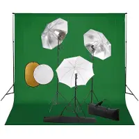 vidaXL Fotostudioset met lampen, paraplu's, achtergrond en reflector
