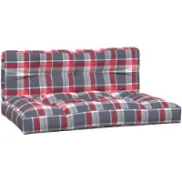 vidaXL Palletkussens 2 st stof ruitpatroon rood