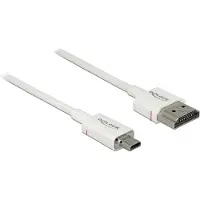 DeLOCK Dunne Premium Micro HDMI - HDMI kabel - versie 2.0 (4K 60Hz) / wit - 0,50 meter