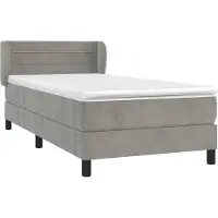 vidaXL Boxspring met matras fluweel lichtgrijs 90x190 cm