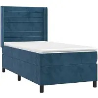 vidaXL Boxspringbed met matras, donkerblauw, 90x190 cm, fluweel