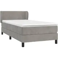 vidaXL Boxspring met matras fluweel lichtgrijs 80x200 cm