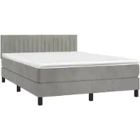 vidaXL Boxspring met matras en LED fluweel lichtgrijs 140x190 cm