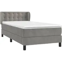 vidaXL Boxspring met matras fluweel lichtgrijs 80x200 cm