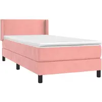 vidaXL Boxspring met matras fluweel roze 90x190 cm