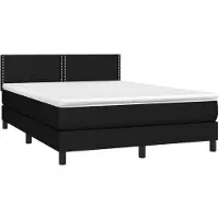 vidaXL Boxspring met matras stof zwart 140x200 cm