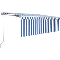 vidaXL Luifel automatisch uittrekbaar met rolgordijn 4,5x3 m blauw wit