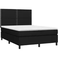 vidaXL Boxspring met matras stof zwart 140x200 cm